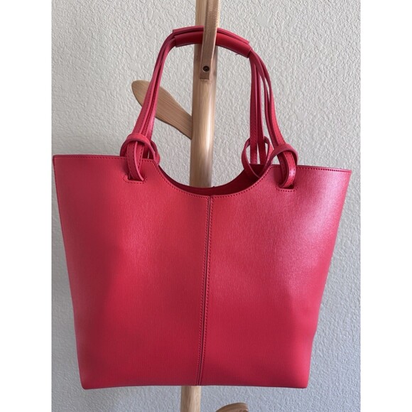 NWOT NEIMAN MARCUS Exclusive Faux Leather Tote Bag Red Holiday Colourful - Picture 2 of 11